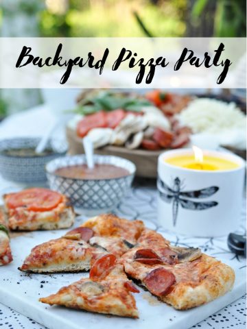 Backyard Pizza Party: A gas outdoor pizza oven and a pizza charcuterie board for nibbling and to make-your-own-pizza is perfect for summer entertaining.