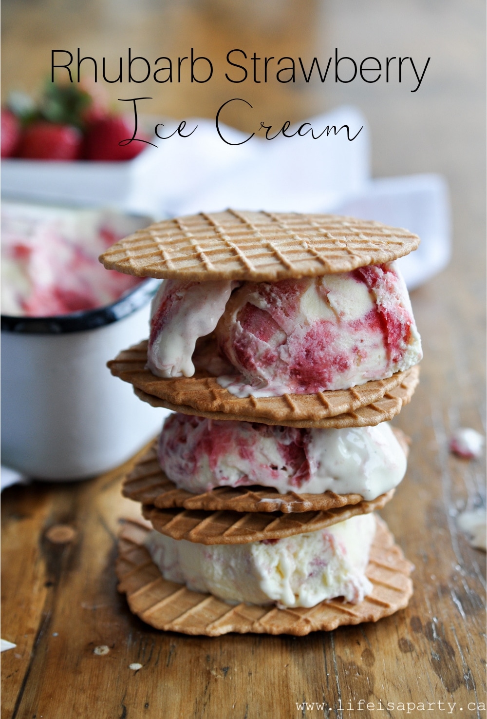 Strawberry Rhubarb Ice Cream Recipe - Life is a Party