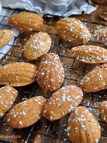 Browned butter madeleines with pecans.