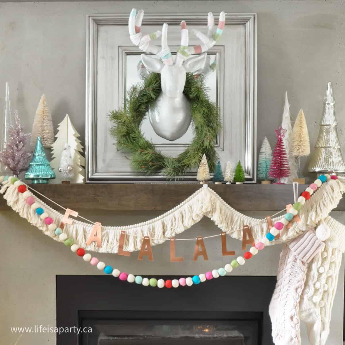 colourful Christmas mantel decor ideas