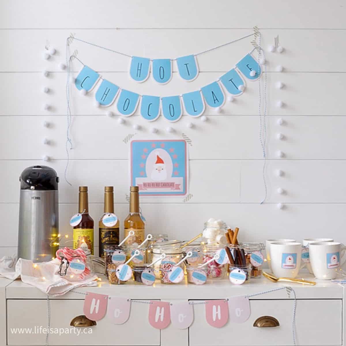 printable hot chocolate bar buffet labels and decor