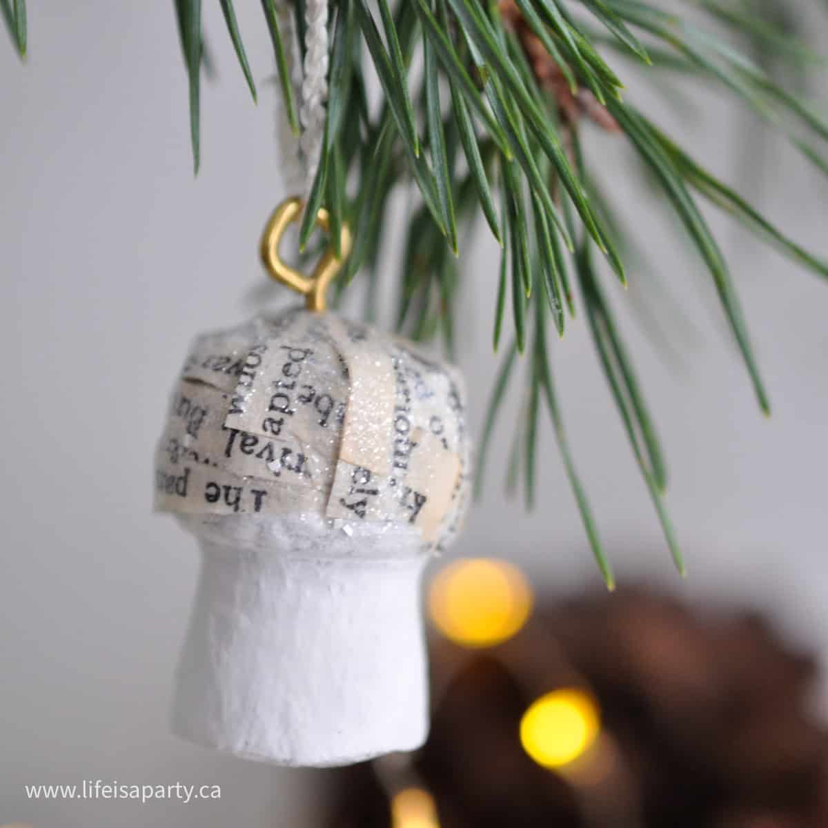 wine cork mushroom Christmas ornament