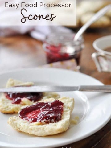 Easy Food Processor Scones: easy and quick to make in your food processor, these flakey scones are perfect for a tea party, breakfast, or snack.