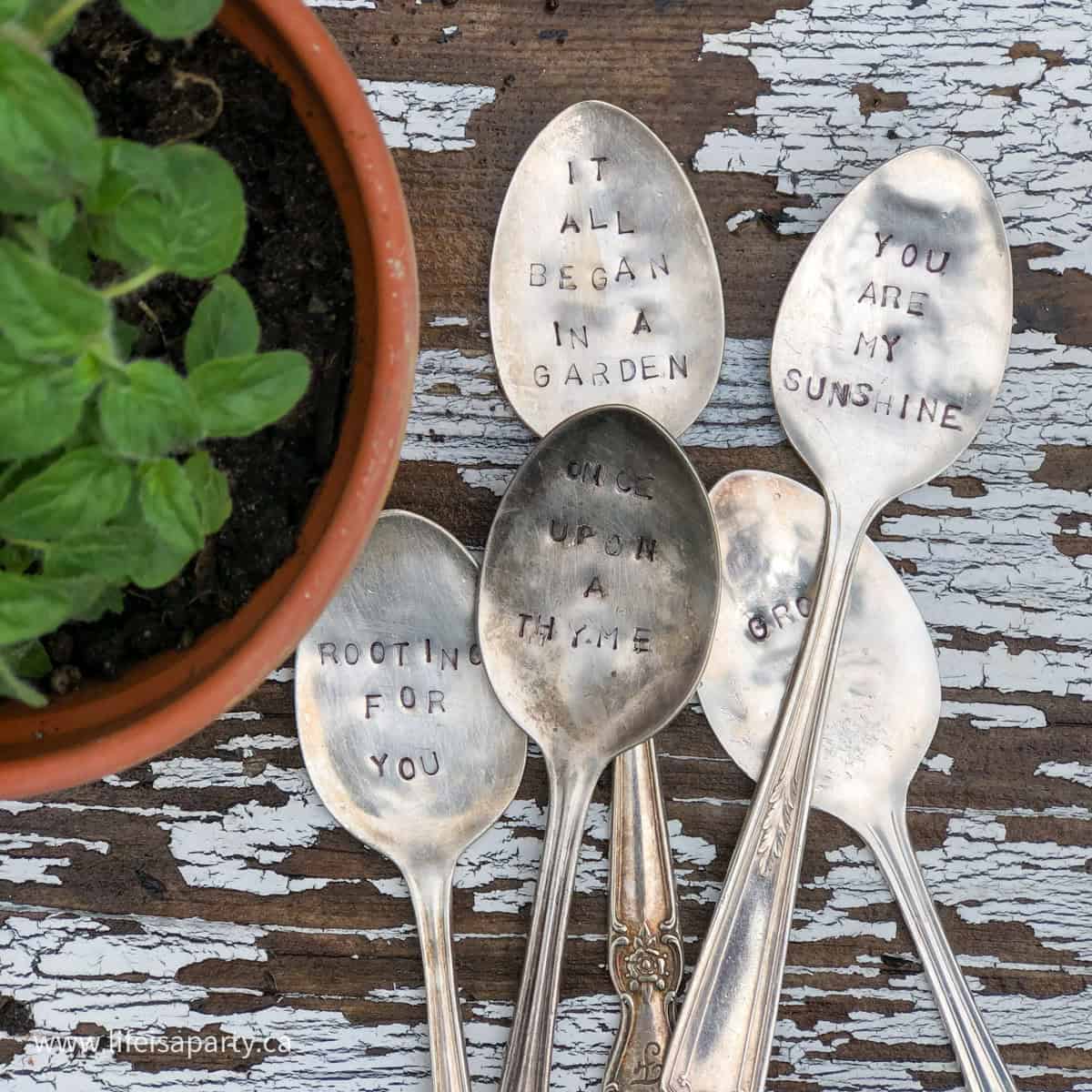 DIY stamped spoon garden markers