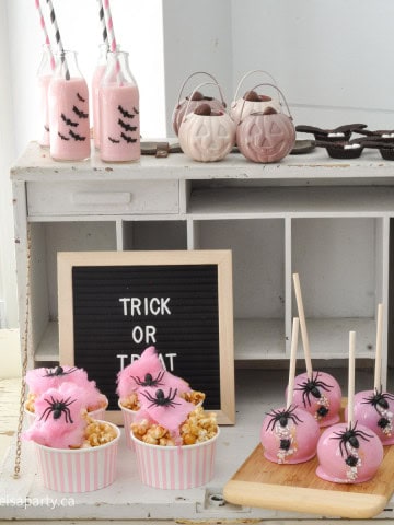 pink Halloween party and decorations