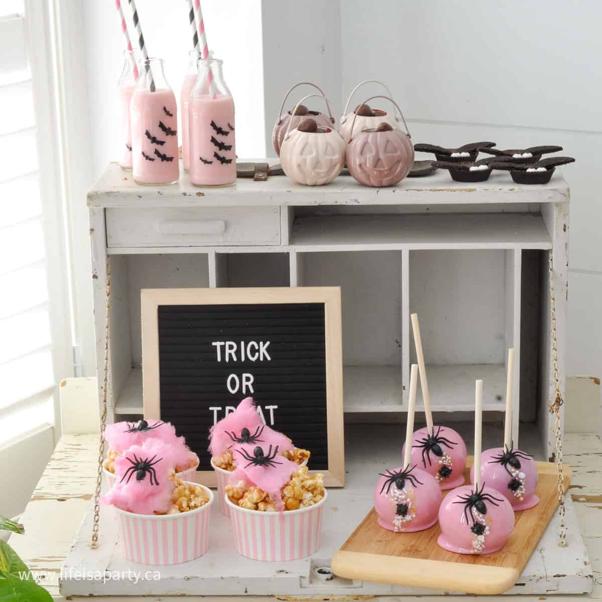 pink Halloween party and decorations