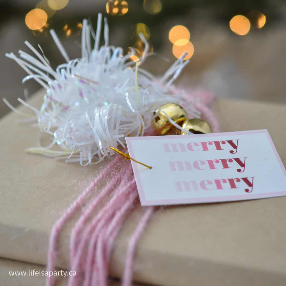 free printable Merry Merry Merry Christmas gift tags