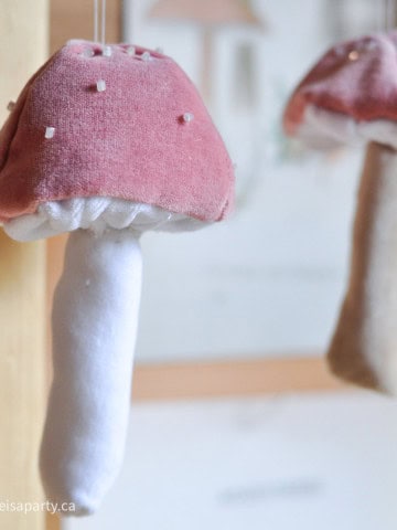 DIY velvet mushroom craft