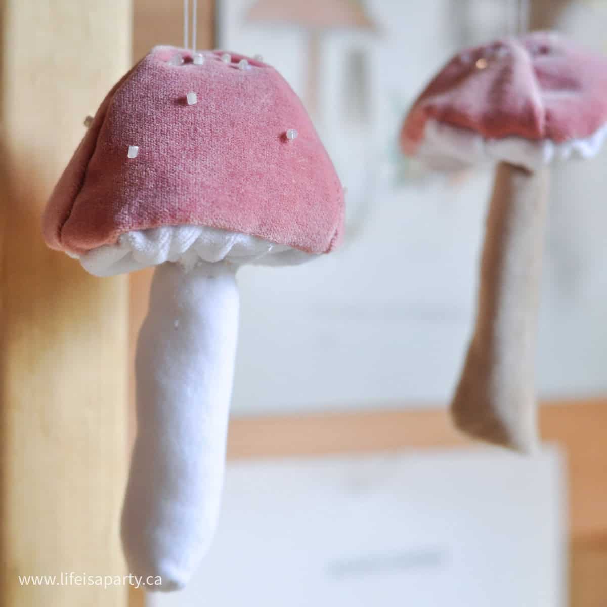 DIY velvet mushroom craft