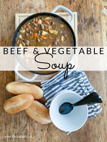 Beef and Vegetable Soup Recipe: this homemade version of your favourite think and chunky soup is delicious and easy to make.