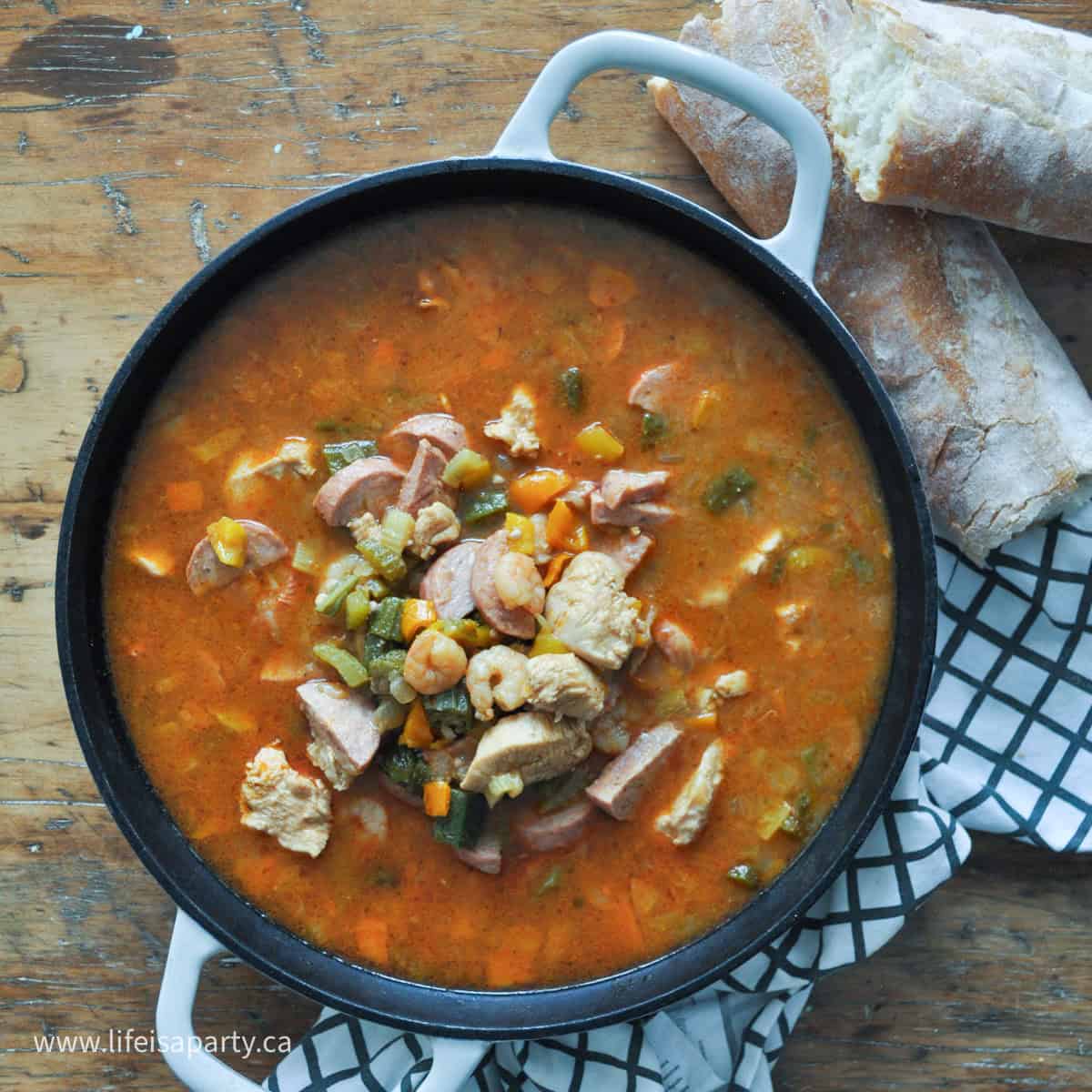 chicken sausage and shrimp gumbo