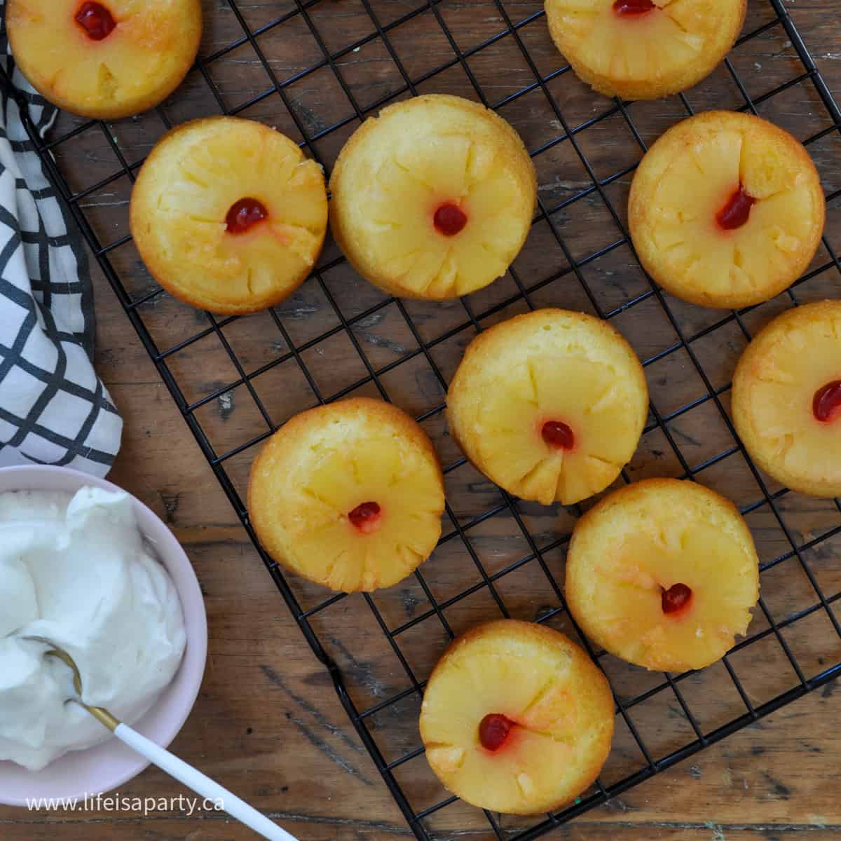 mini pineapple upside down cakes