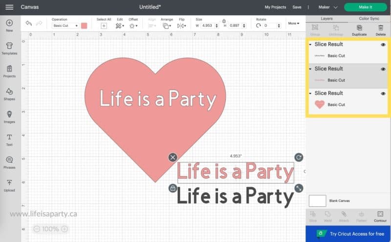 How To Slice In Cricut Design Space - Life is a Party