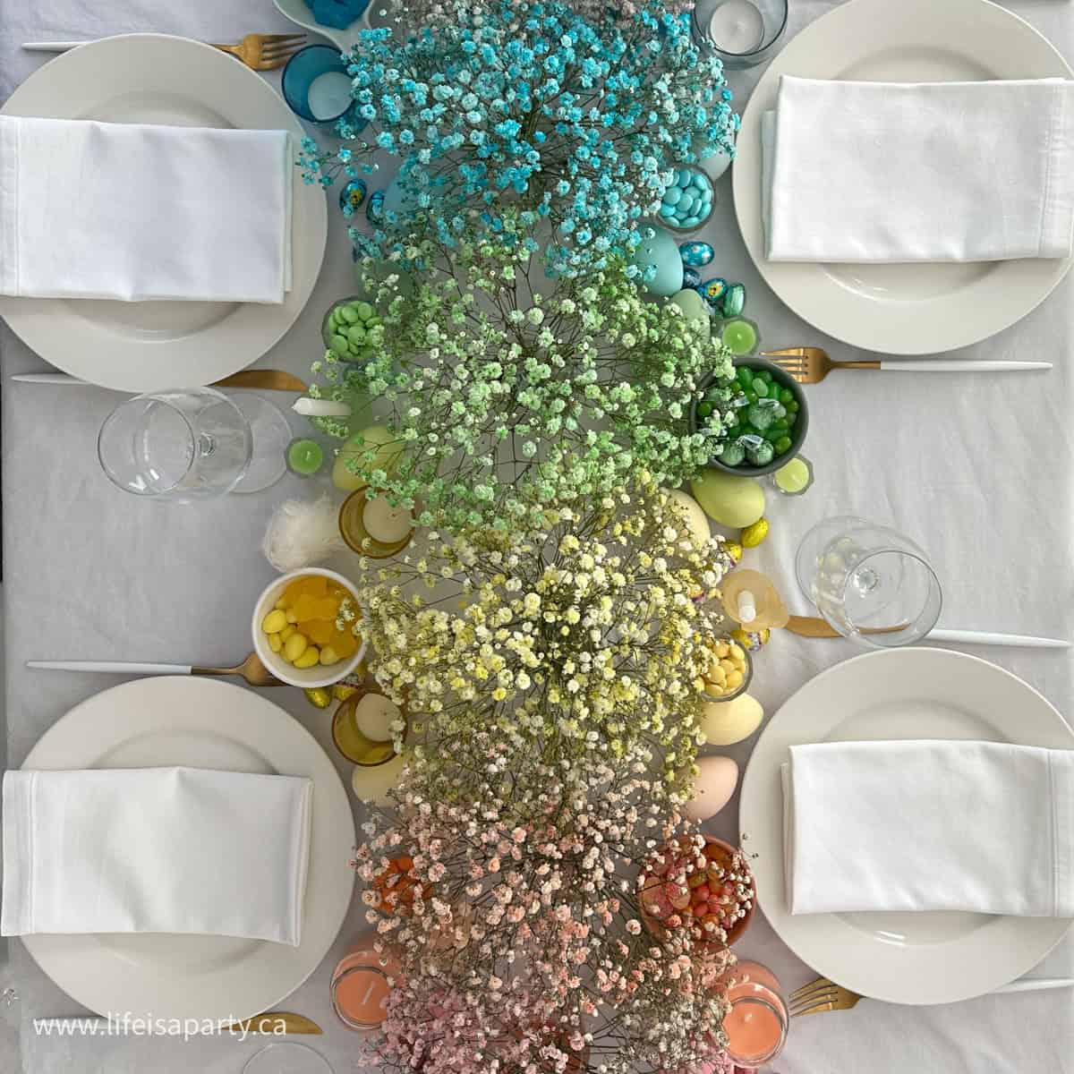 rainbow Easter table