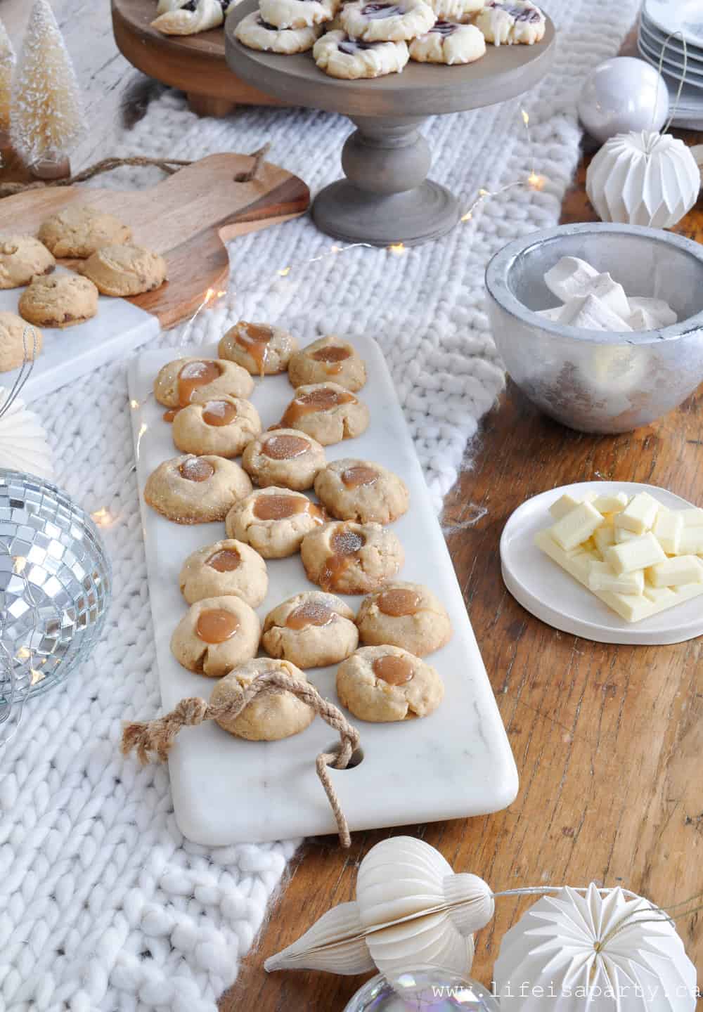 Caramel thumbprint cookies.