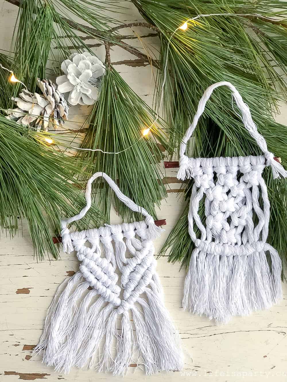 How to make a mini macrame ornament.