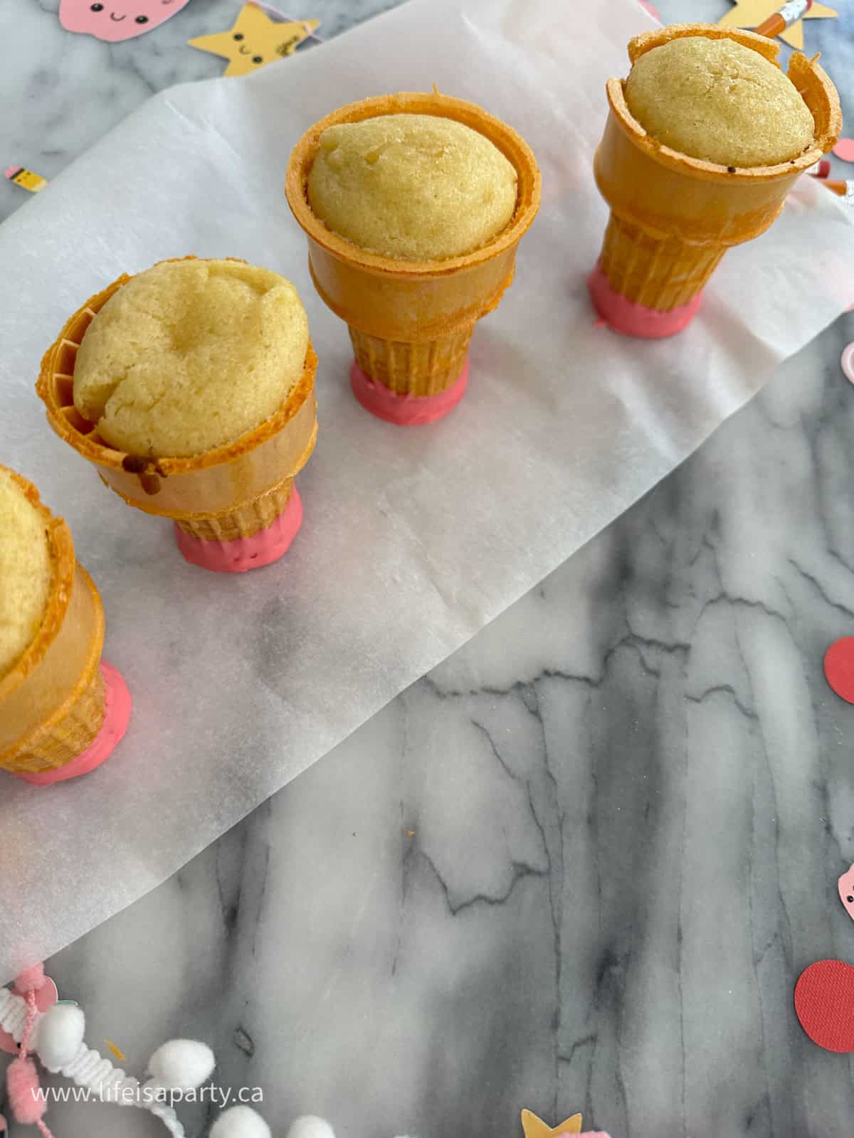 back to school pencil cupcakes in a ice cream cone.