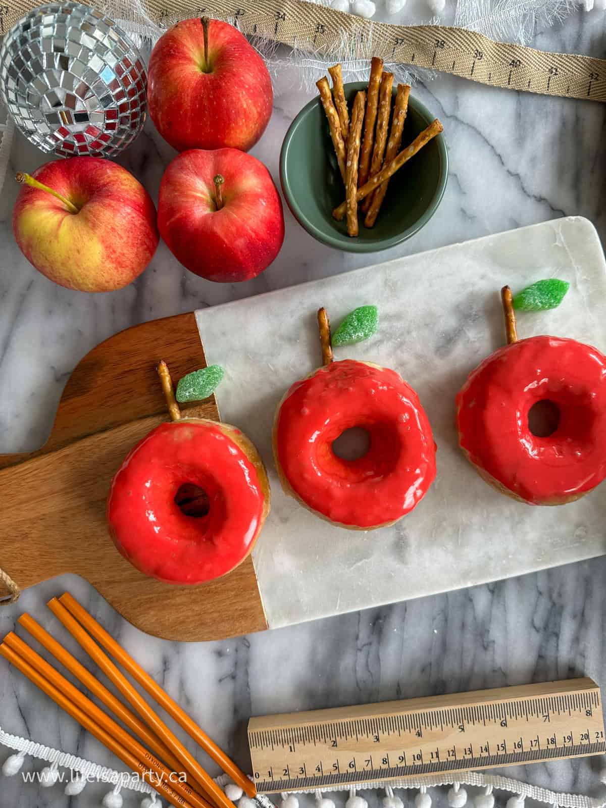 Back to school apple donuts.