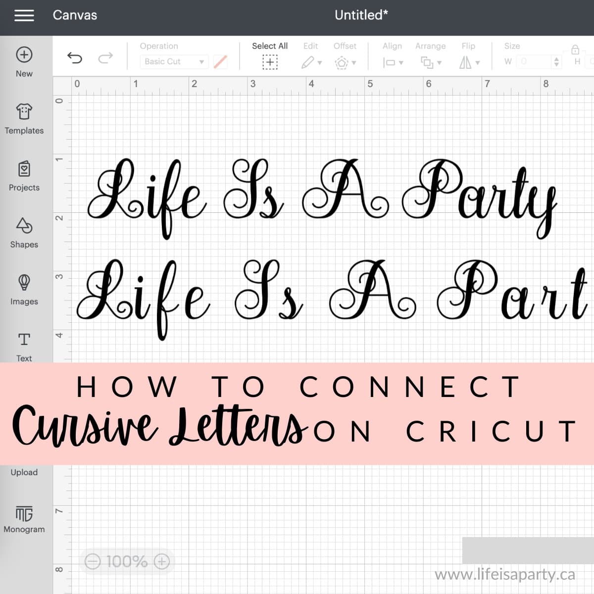 how to connect cursive letters in Cricut Design Space