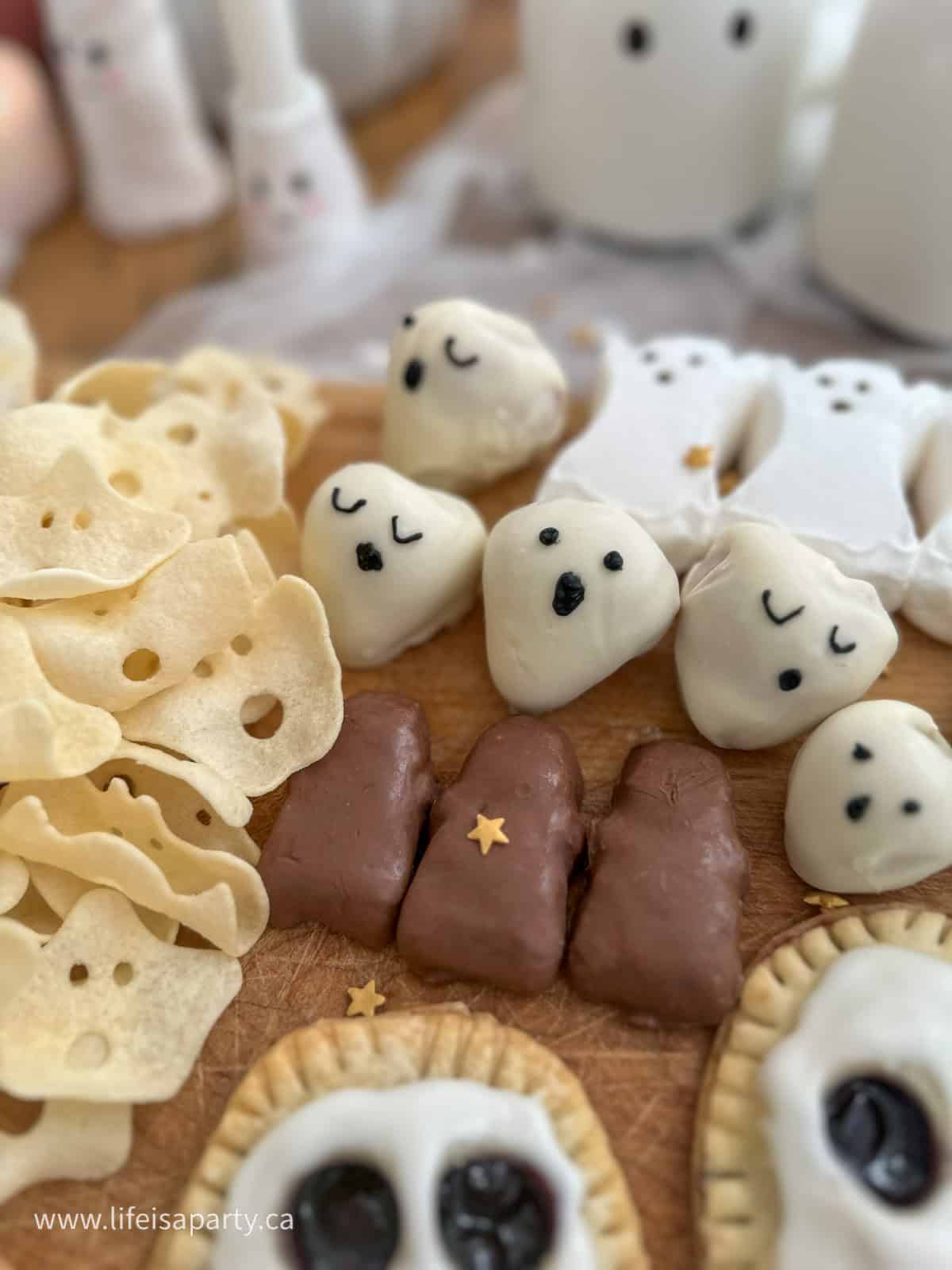 Peanut butter cup ghosts for halloween.