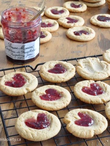 peanut butter and jam thumbprint cookies