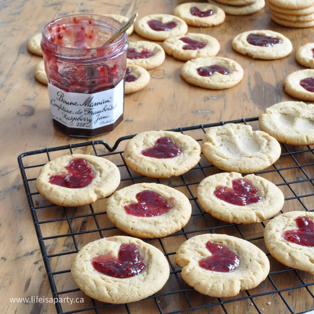 peanut butter and jam thumbprint cookies