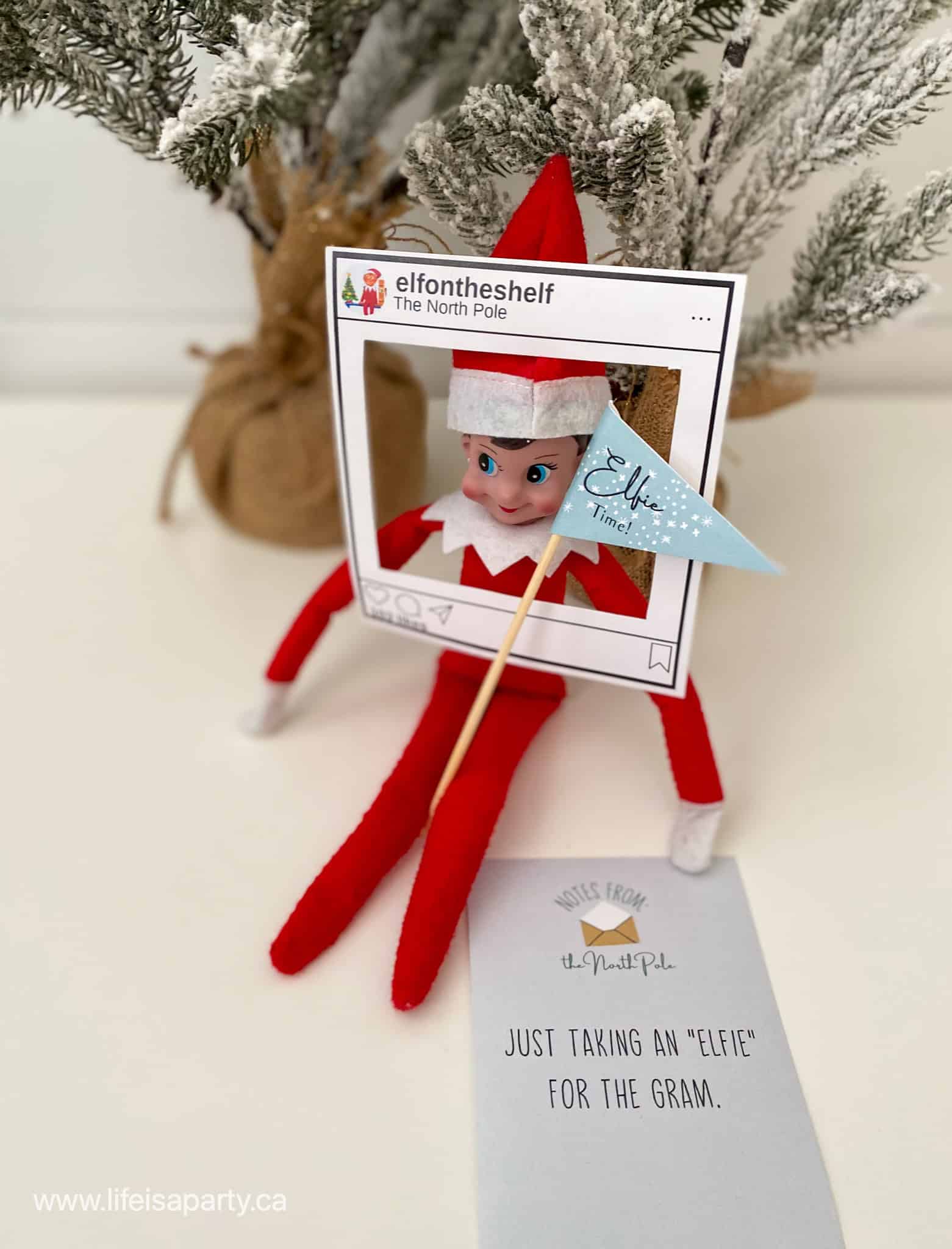 Elf on the shelf free printable Instagram selfie  elfie.