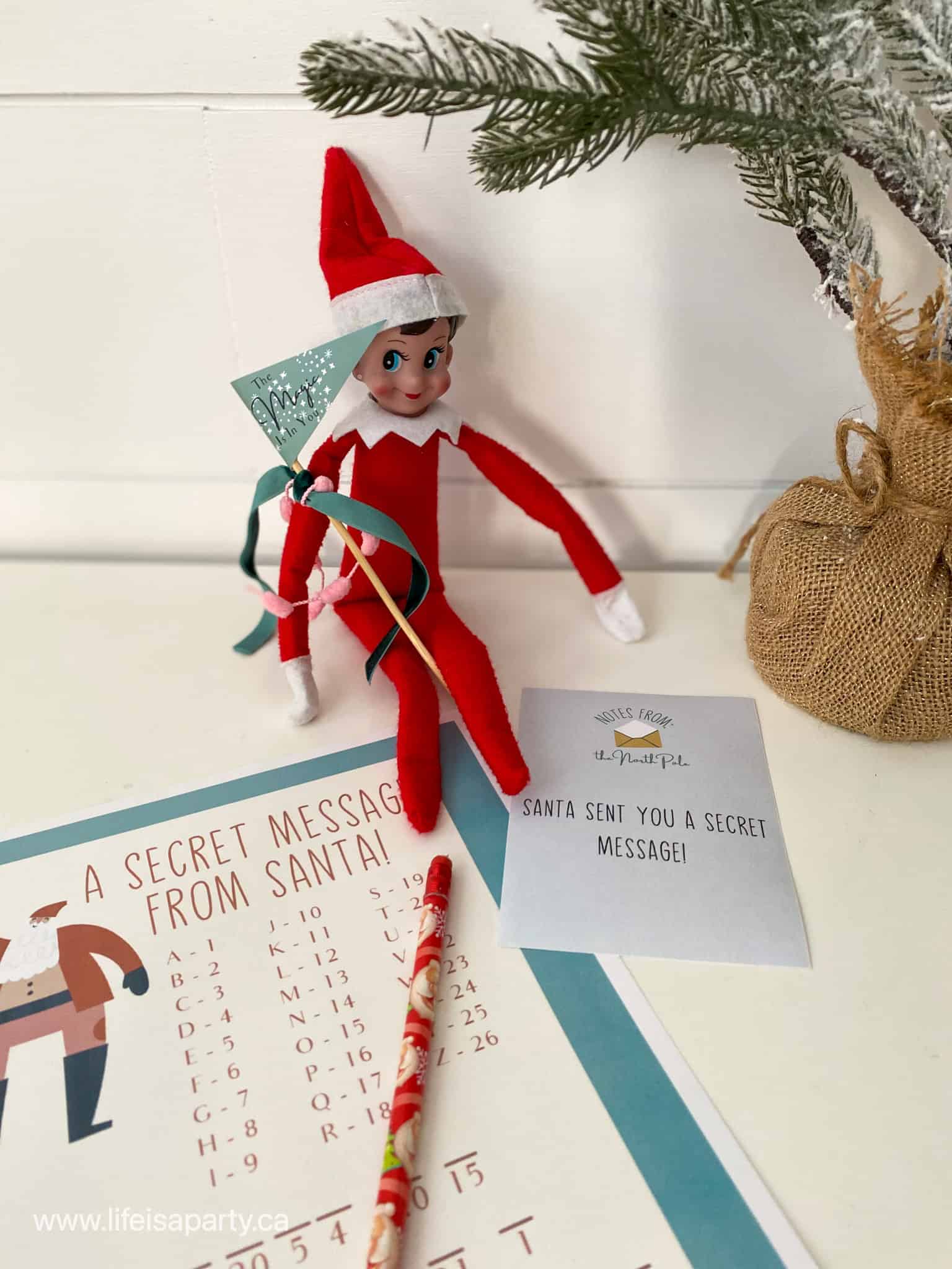 Elf on the shelf secret code letter from Santa letter  activity.