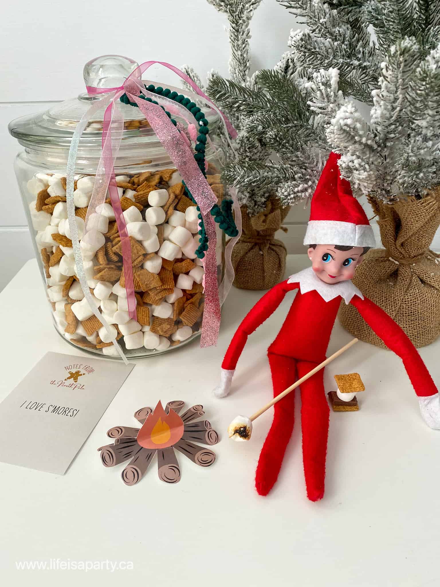 Elf on the shelf free printable s'mores and campfire.