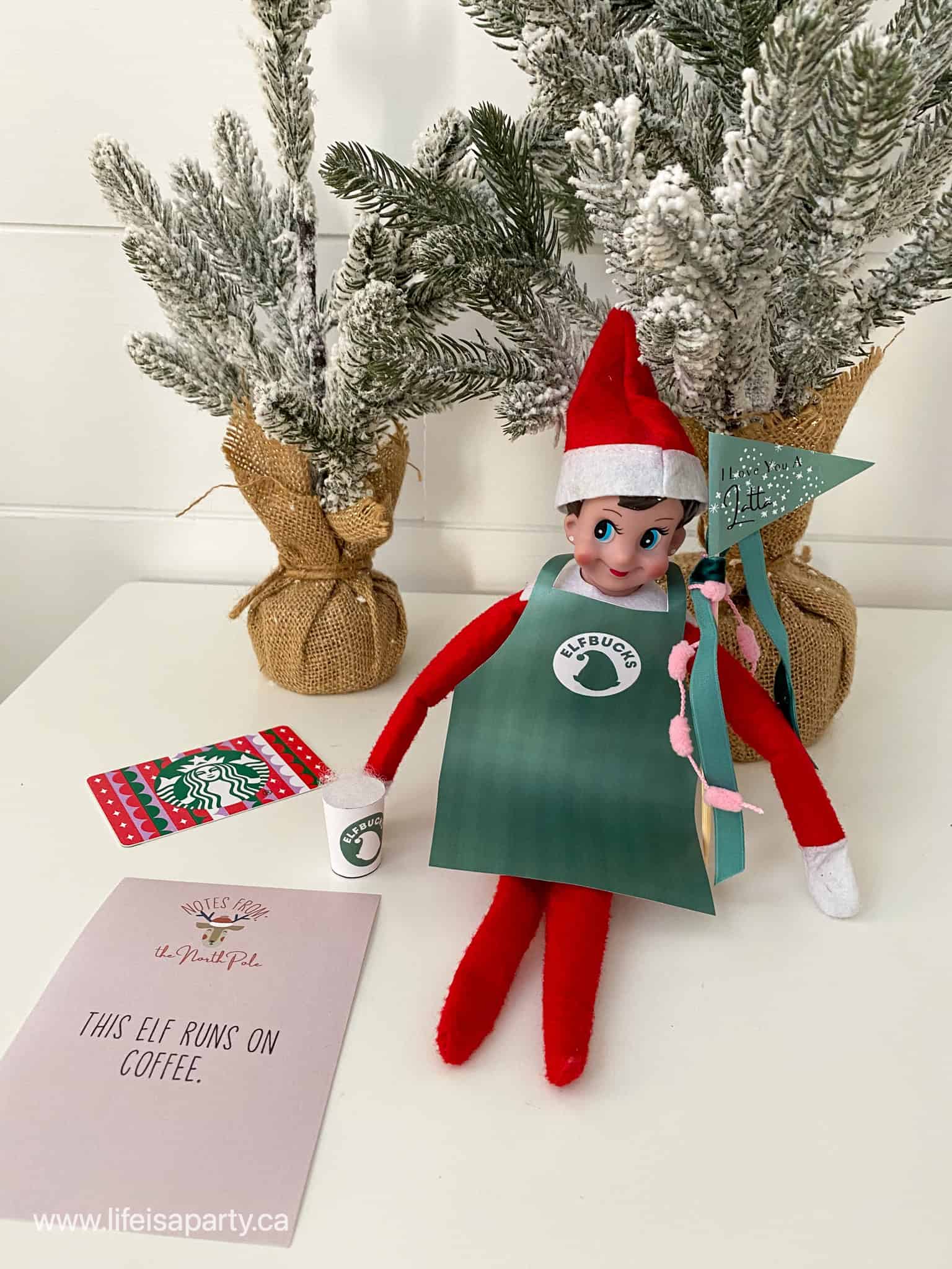 Elf on the shelf Starbucks elf bucks free coffee shop printables.