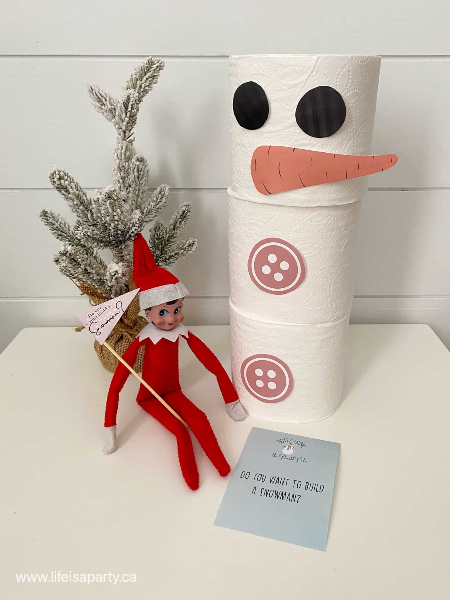 Elf on the shelf free printable snowman face for toilet paper snowman.