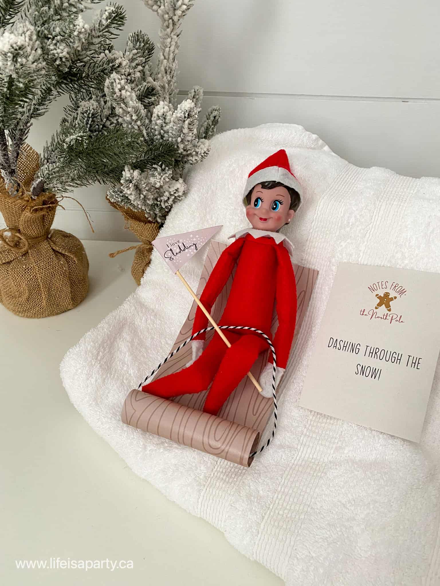 Elf on the shelf free printable mini sled.