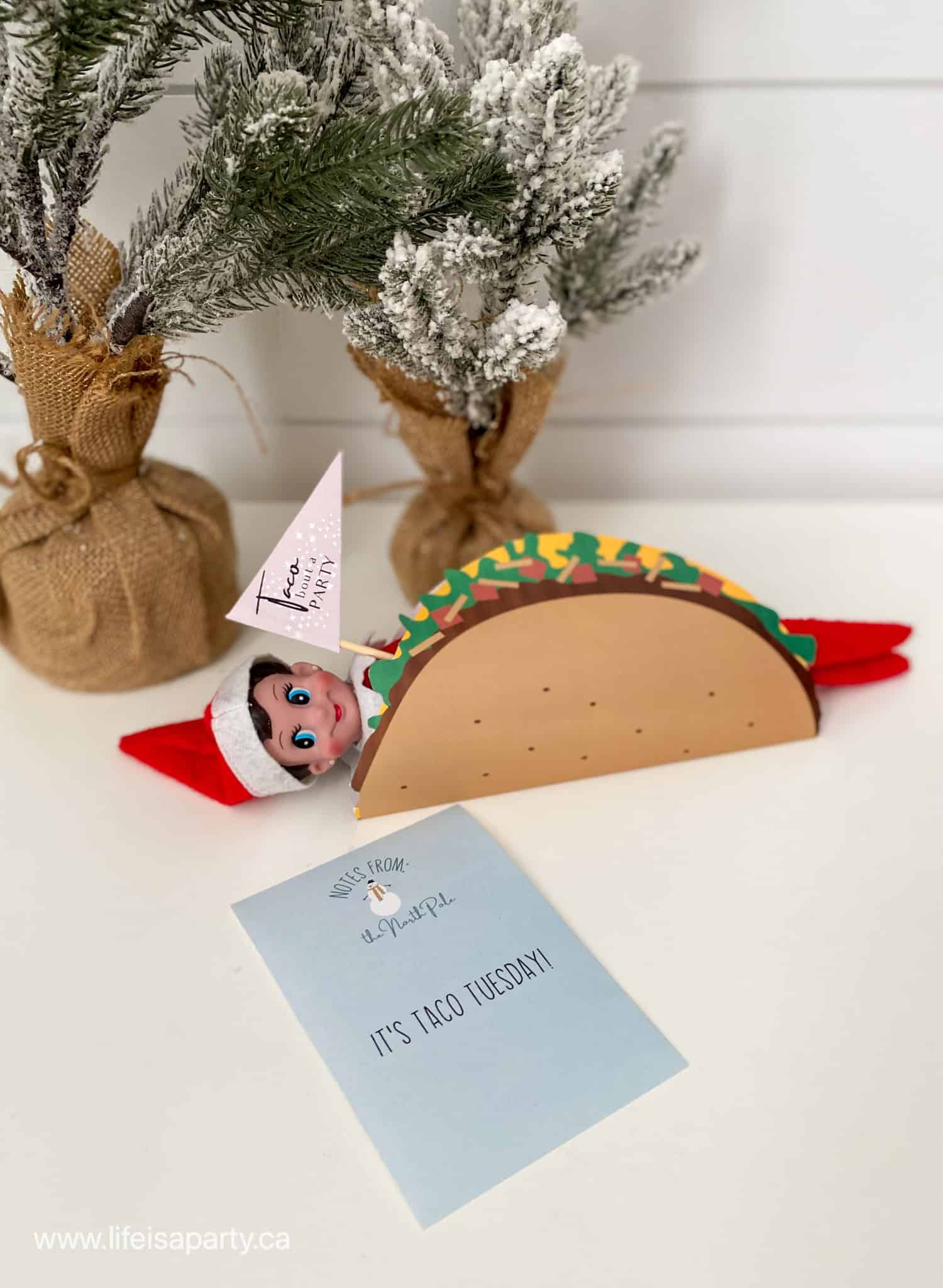 free printable elf on the shelf taco idea.